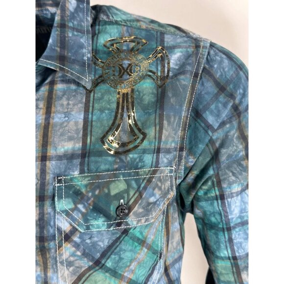 Xtreme Couture by Affliction Men's Button Down Shirt Gilded Cross - Picture 6 of 10